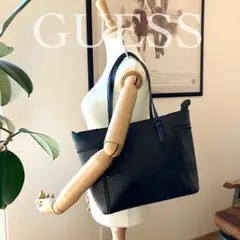 【美品】GUESS PVCレザー トートバッグ 黒 ビジネス 肩掛け