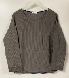 BEAUTY & YOUTH ストライプ カットソー ベージュ×ネイビー