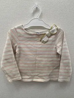 プチバトー　リボン付き　ボーダーカットソー　4ans 104センチ