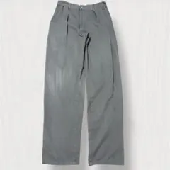 ポロバイラルフローレンポロチノツータックグレーワイドW32相当古着USA製