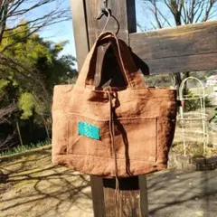 柿渋染めハンドメイド横長トートバッグ