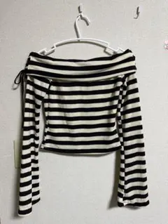 オフショルダー ストライプ トップス レディーストップス ニット