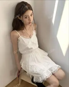 shein キャミワンピース レース y2k フリル 白 グランジ