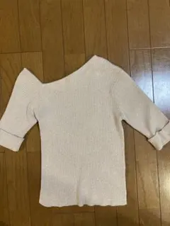 Chico オフショルダー五分袖ニット ベージュ