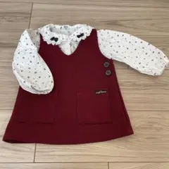 秋冬！ボルドーのチュニックとチューリップ柄シャツのセット(バラ売可)