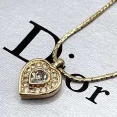 美品 ヴィンテージ ディオール ハート ネックレス ラインストーン CDチャーム