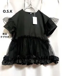 O.S.K 異素材水玉チュールフリルフレアブラウス フリルコアのサムネイル