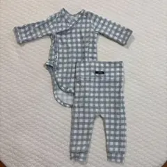 Konny バンブーボディスーツ・レギンスセット　セージギンガム　6M