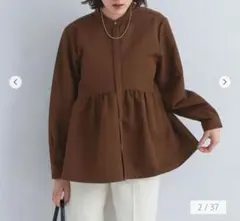 美品　green label relaxing スタンドティアードブラウス