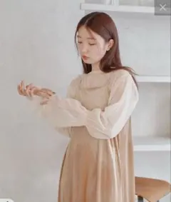 【Kastane】 シアートップス/シャーリングチュールTシャツ/アイボリーのサムネイル