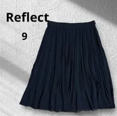 Reflect リフレクト　シフォンひざ丈プリーツスカート　9号　フレア　黒のサムネイル
