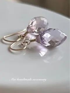 天然石♡天使の石♡ナミビア産高品質アクアマリンのピアス14kgf - メルカリ