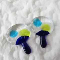 【未使用保管品/】ガラス製の持ち手付き丸型アイテム/2個セット