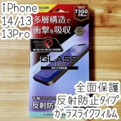 iPhone 14・13 Pro・13 ガラスライクフィルム 反射防止 多層構造