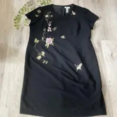 美品dressbarn 大きいサイズ刺繍入り 半袖ワンピース 22W(XXL)