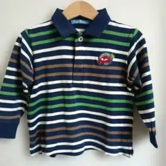 familiar ストライプ ポロシャツ 100 ファミリア 襟付き 車刺繍