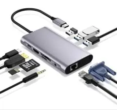 USB C ハブ 10 in 1 usb ハブ HDMI 4K出力のサムネイル