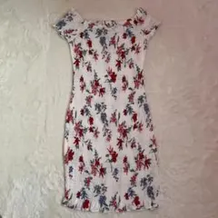 H&M フラワープリント オフショルダー ワンピース 38