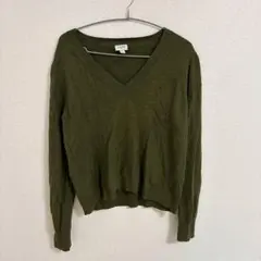 ジェイクルー Ｖネック 長袖 無地 ニット Ｍ 深緑 綿 カシミヤ 通勤 上品のサムネイル