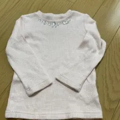 mezzo piano キッズ 長袖カットソー ピンク ビジュー