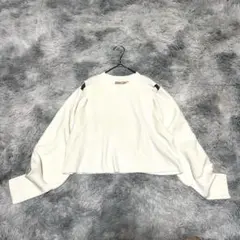 【アプワイザーリッシェ】オープンショルダーニット ホワイト M ショート丈 薄手