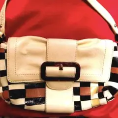 【最終価格】kate spade ショルダー バッグモザイク編み込み レア 茶系