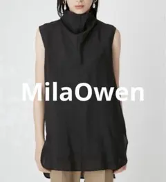 新品タグ付☆ MilaOwen ハイネックドレープシアーロングブラウス