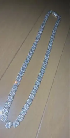 Glitterテニスチェーン ネックレス シルバーカラー ストーンジルコニア Glitterテニスチェーン ネックレス シルバーカラー ストーンジルコニア