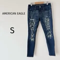 アメリカンイーグル スキニー ダメージデニム レディース ストレッチ ブルー S