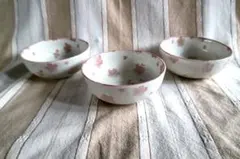【ボウル】桜模様の陶器ボウル小鉢 直径約13㎝ 3個セット★