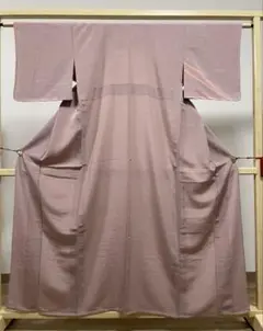 A5美品 単衣 作家物 丸に斜め模様 淡い薄紫色 縮緬 正絹 付下げ K9