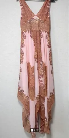 【美シルエット】　ドレス　リゾートドレス　ピンク