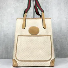 A4可 美品 OLD GUCCI PVC トートバッグ 茶 シェリーライン GG