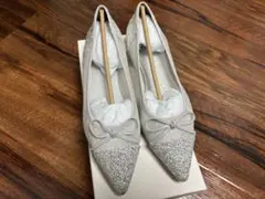 EVOLシルバー グリッター ポインテッドトゥ パンプス