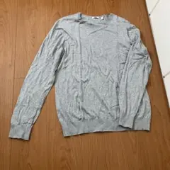 ユニクロ 長袖 クルーネック セーター グレー L 綿　カシミヤ　UNIQLO