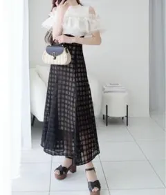 ※最終値下げ※チュールフリルドッキングノースリーブワンピース（ロング丈）