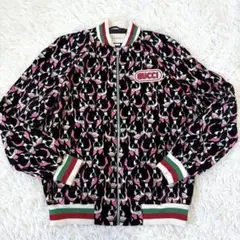 【極美品】GUCCI ブルドッグ柄　ベロア　シェリーライン　ロゴ　ジャケット
