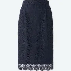 ユニクロ　ネイビー レース タイトスカート