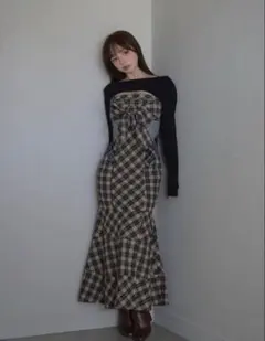 ANDMARY Juni check dress beige S