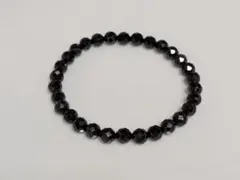 天然石　ブラックスピネル　ブレスレット　6mm玉　16cm　B3