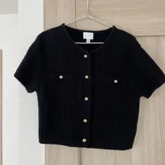 H&M エイチアンドエム ブラック ショート ニット 半袖 M
