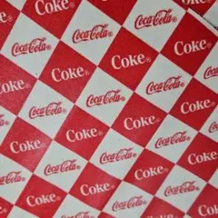 コカ・コーララミネート生地50cmブロックチェックはぎれ布