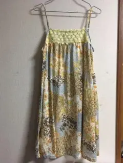 タンクトップ　膝丈ワンピース　M 花柄