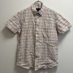 LANDS' END ランズエンド 麻混 ボタンダウン 半袖シャツ Lのサムネイル