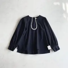 NOLLEY'S パール釦 ウール調 サージ ストレッチ ブラウス 25SS