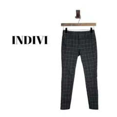 【INDIVI】レディース　パンツ　チェック　ブランドサイズ03 ストレッチ