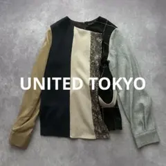 ユナイテッドトウキョウ チェックブロッキングブラウス M 異素材ミックス 長袖のサムネイル