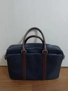 人気】 コーチ ビジネスバッグ 2way A4可 ネイビー 茶 ブリーフケース