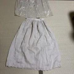 刺繍入り ロングスカート ペチコート付き　（森ガール）