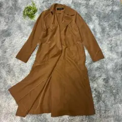 ミッシェルクラン 38 ロングコート 茶 ブラウン レーヨン 上品 フランス